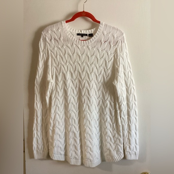 JEANNE PIERRE Sweaters - JEANNE PIERRE White Cable Knit Sweater